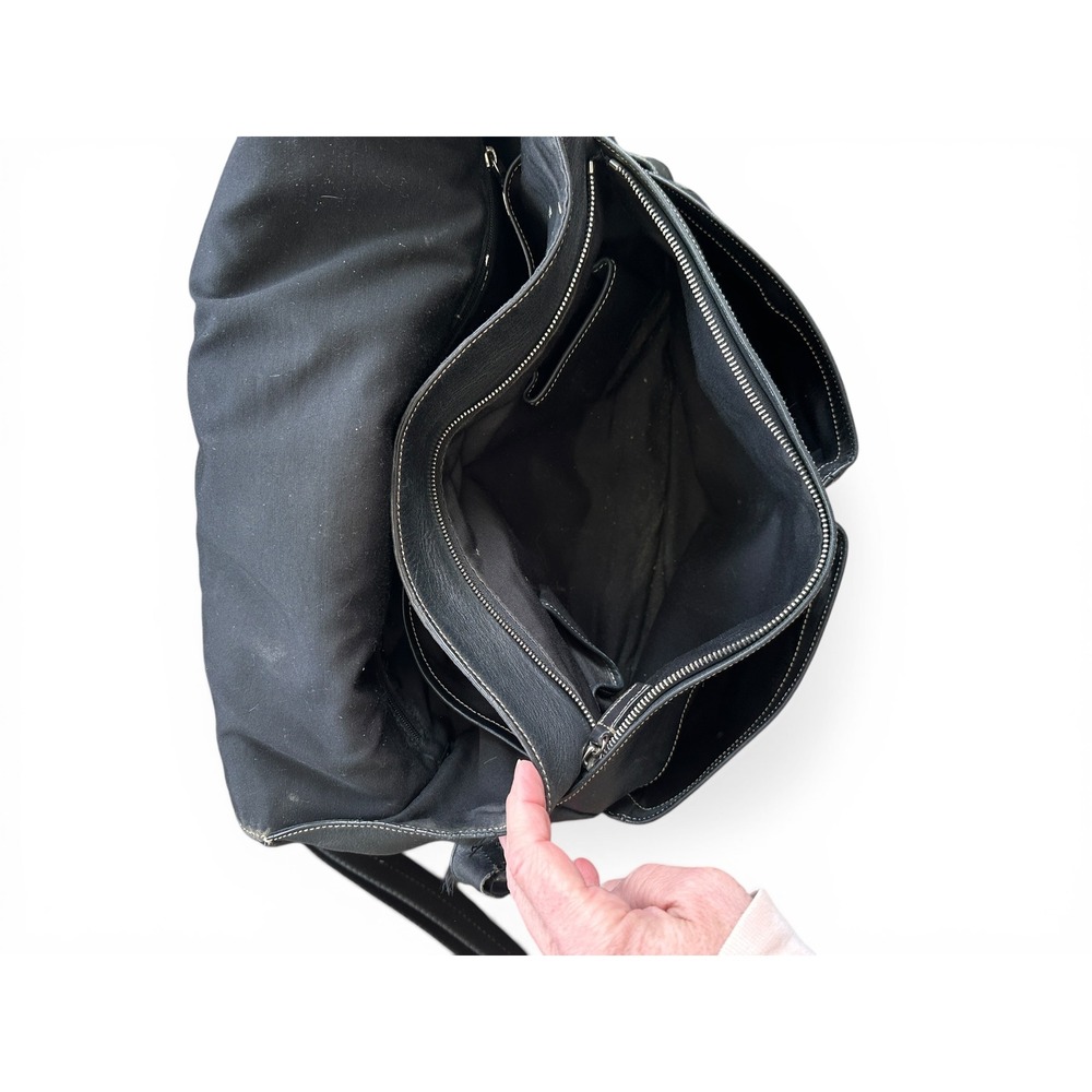 Coach Leather Messenger Bag Mens Black Fair Condition Contrast Stitch Briefcase - Picture 5 of 11